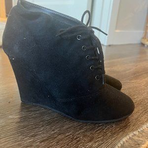 Wedge Black Suede Booties